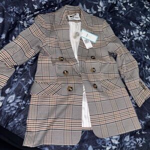 Tyler Boe Plaid Blazer in Beige, Black, White- New without Tag